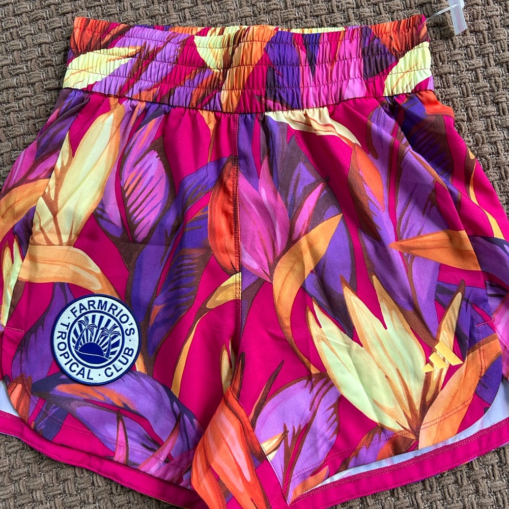 Farm Rio Tropical Club Adidas’s Women's Pink Floral Athletic Shorts - Picture 4 of 9